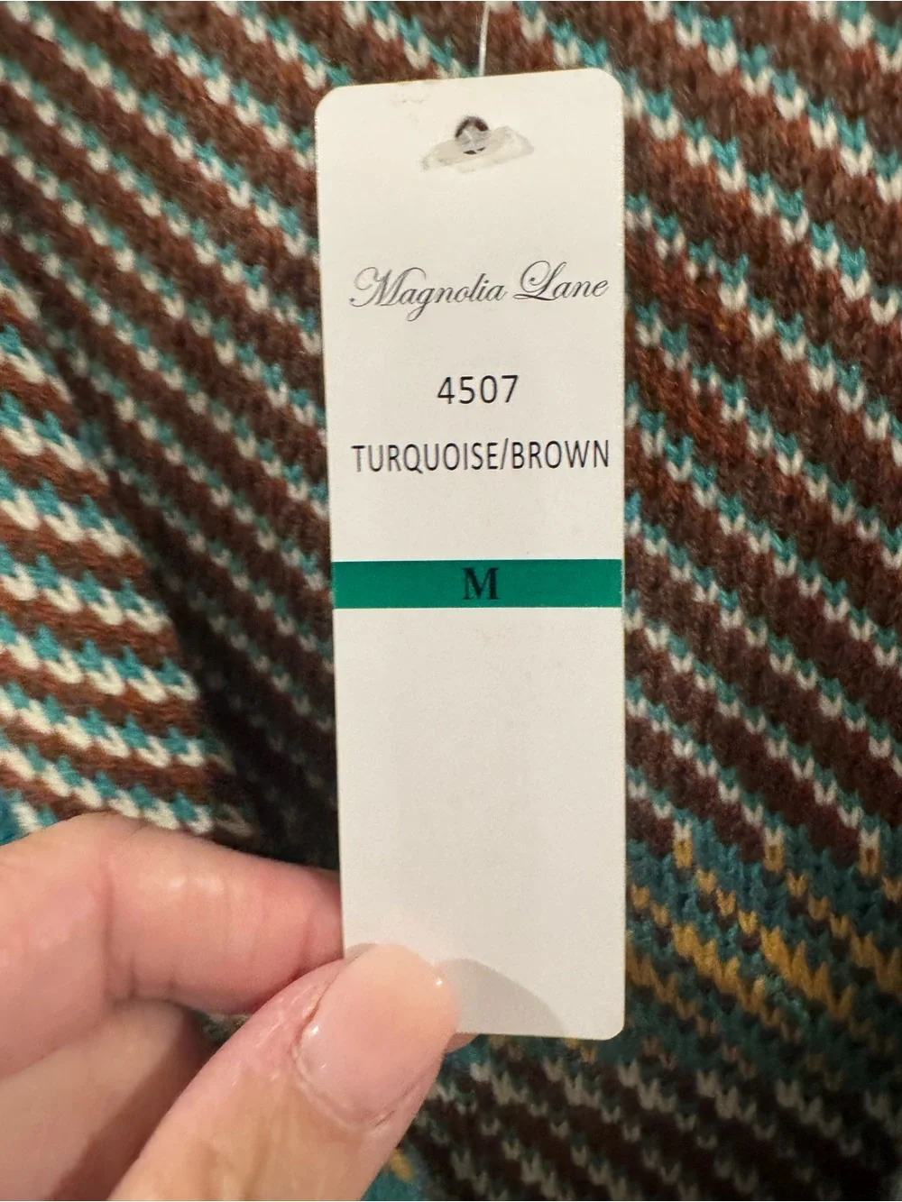 Turquoise & Brown Aztec Shawl-Collar Cardigan Sweater